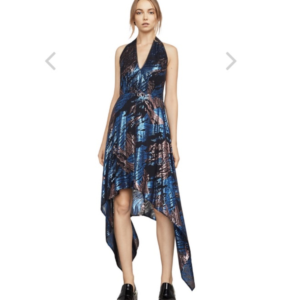 BCBG MAXAZRIA Metallic Halter Dress NWT